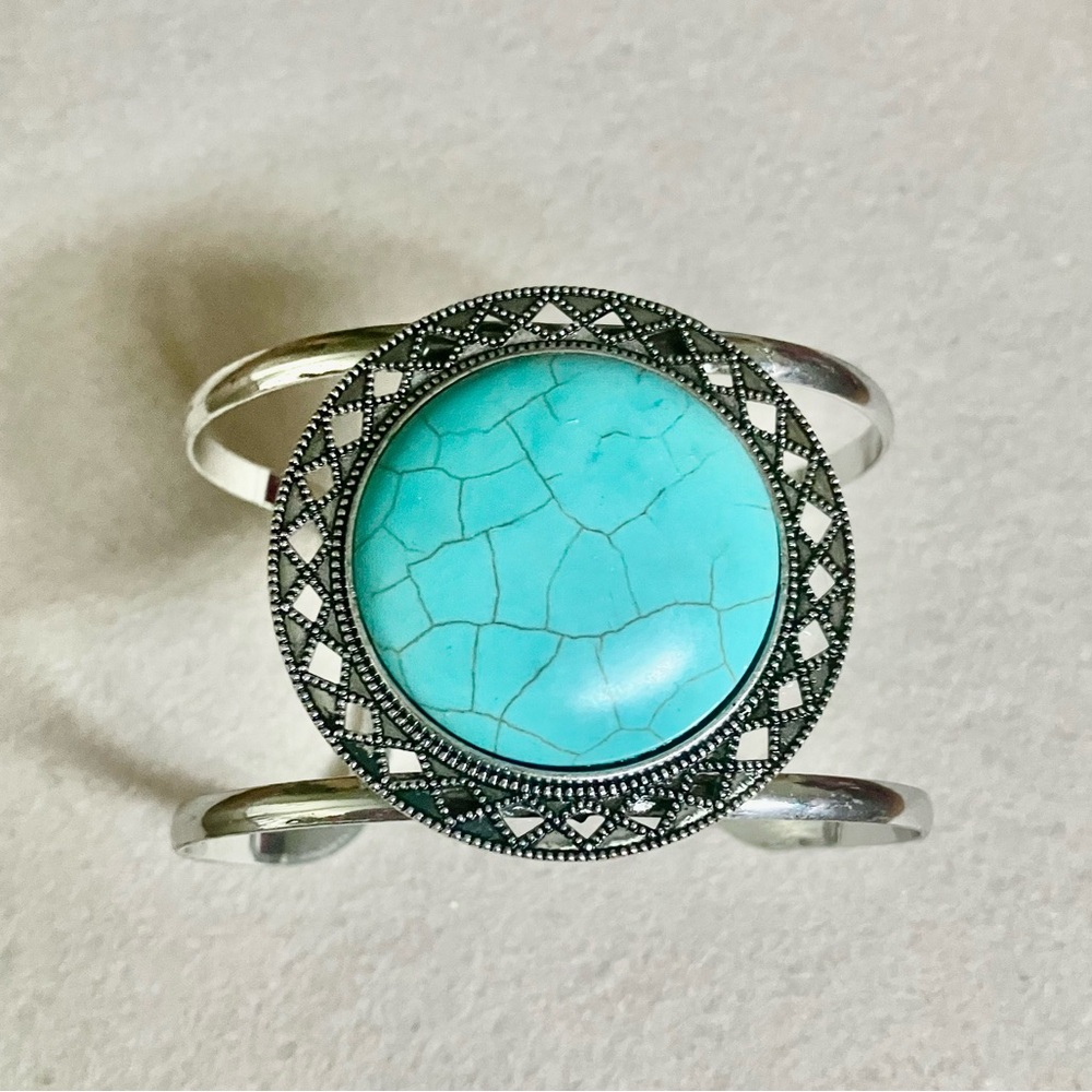 Turquoise and silver cuff bracelet